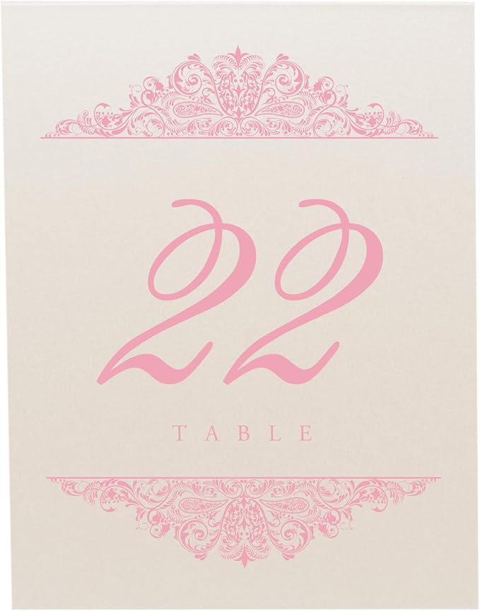 Serveware Accessories - Pink Paisley Table Number Cards 1-200, 4.25 x 5.5 Inch