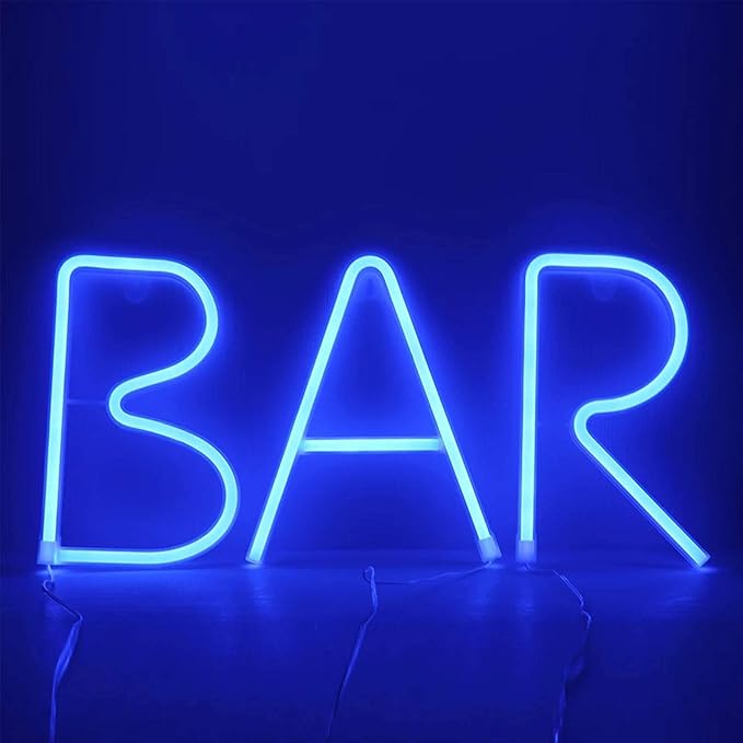 ENUOLI LED Blue Neon Letter Signs Night Light Battery or USB Operated LED Marquee Letters Neon Art Decorative Lights Wall Decor for Children Baby Room Christmas Wedding Party Decoration(J)