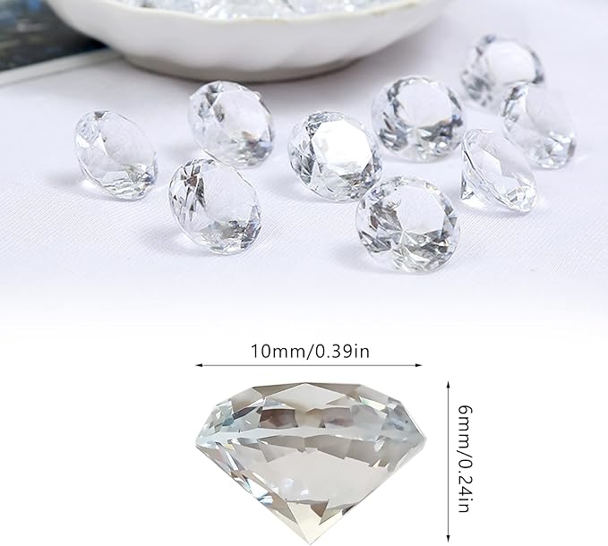Fake Diamond, 1700PCS 10mm Clear Acrylic Diamonds Crystals Gems for Vase Fillers,Table Scatter, Party Favor, Wedding Decoration, Photography Props, DIY Crafts-10mm