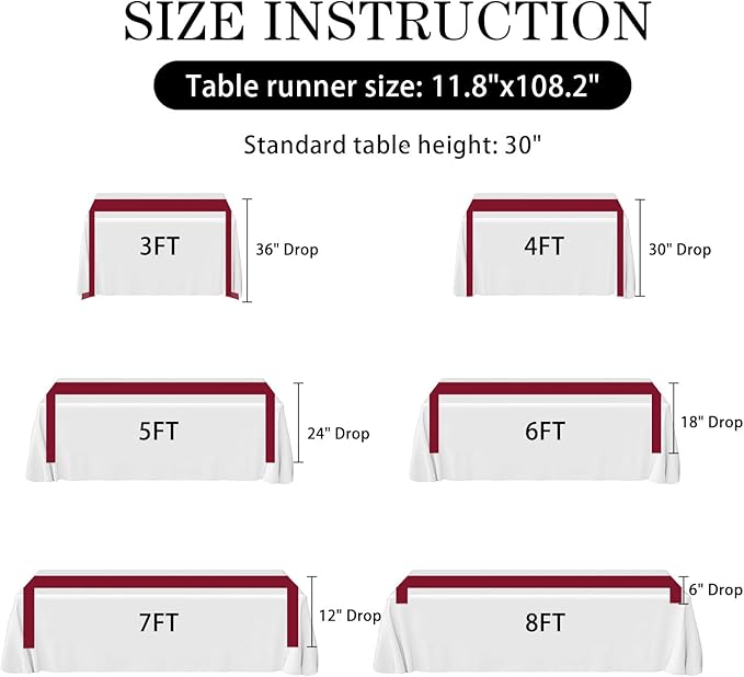 SHEJIZE 20 Pack Wine Red SatinTable Runner 12x108 Inches Long, Bright Silky Smooth Satin Table Runner Table Decor for Wedding Banquet Christmas Prom Event Birthday Party