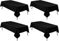 Hiasan 4 Pack Black Tablecloth Rectangle - Waterproof and Wrinklr Resistant Washable Polyester Fabric Table Cloth for Dining Room and Outdoor Use, 54 x 80 Inch