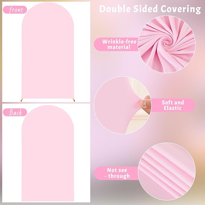 6.6FT Pink Arch Backdrop Cover - Polyester Fitted Wedding Arch Stand Covers Round Top Chiara Arch Backdrop Cover for Birthday Party Banquet Photo Background Decoration