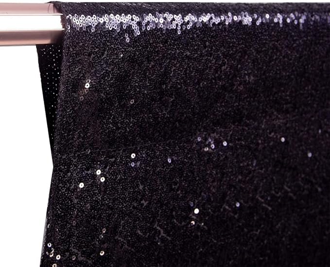 Poise3EHome 7Ft x 7Ft Black Sequin Backdrop, Glitter Thick Satin Sequin Background Drapes, Sequence Xmas Thanksgiving Backdrop for Wedding Party Holiday Festival Decor