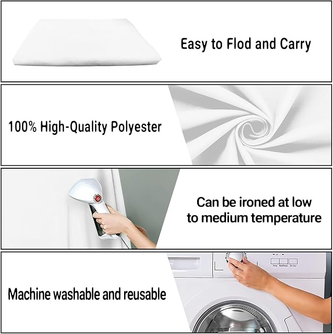 10x20FT Large White Screen Backdrop Photography Backgrounds for Zoom Meeting, Game Live Steaming and Photo Studio Shooting Props