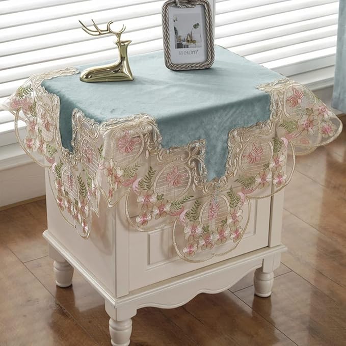 vctops Damask Lace Patchwork Tablecloth Luxury Square Small Table Cover Elegant Floral Embroidered Lace Table Cloth for Party Kitchen Dinning Picnic Decoration (Type N,22"x22")
