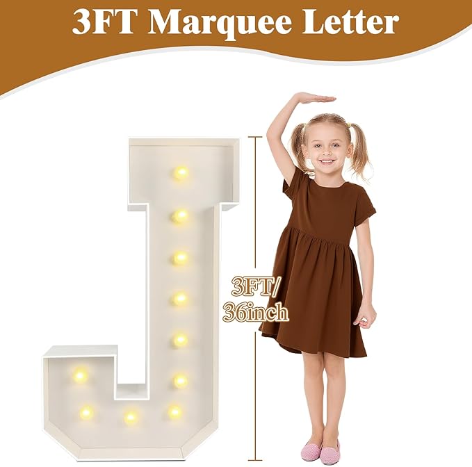 Marquee Light Up Letters: 3FT Large Decorative Signs for Party Decorations Baby Shower Birthday Wedding Engagement Anniversary, 3 Feet Tall Pre-Cut DIY Foamboard Letter L - Easy to Assemble