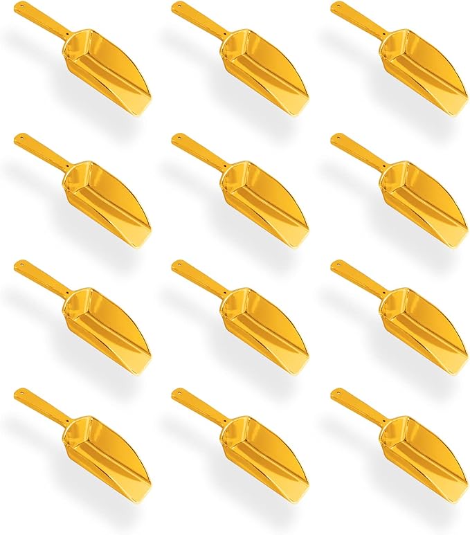 Super Z Outlet 5.5" Mini Acrylic Plastic Kitchen Scoops for Weddings, Candy Dessert Buffet, Ice Cream, Protein Powders, Coffee, Tea (Gold)