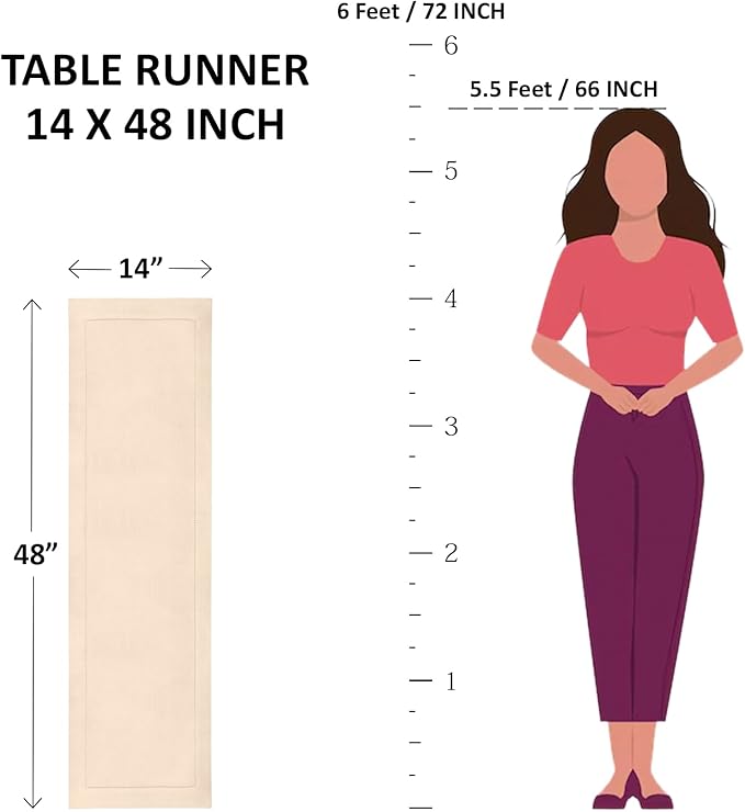 Solino Home Linen Natural Table Runner 48 Inches - Classic Hemstitch, 100% Pure Linen Coffee Table Runner 14 x 48 Inch Ideal for Dresser Tables - Fall, Halloween, Thanksgiving, Christmas, Holiday