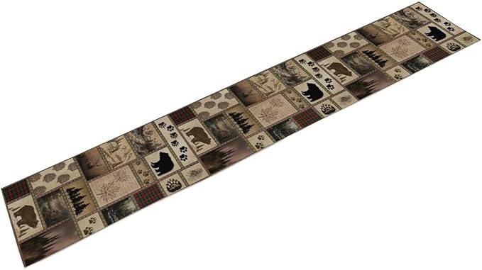 Retro Rusticd Cabin Table Runner Bear Country Farmhouse Vintage Lodge Table Runner for Party Dinner Festival Bedroom Living Room Kitchen 13x90 Inch
