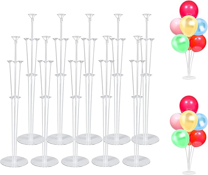 Centerpieces: Clear Plastic Balloon Stands, 10 Sets, 15 to 28 Inch