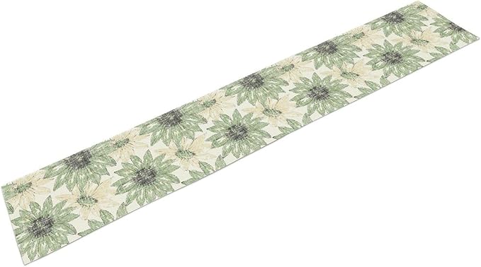 Chrysanthemum Vintage Floral Table Runner, Elegant Yellow Sunflower Spring Summer Elegant Pattern Artichokes Flower Table Runner for Party Kitchen Dining Living Room Decor, 13x70 Inch