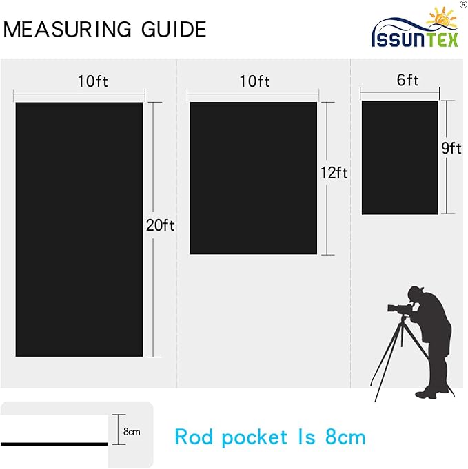 ISSUNTEX 6X9 ft Background Muslin Backdrop, Photo Studio, Collapsible High Density Screen for Video Photography and Television-Black