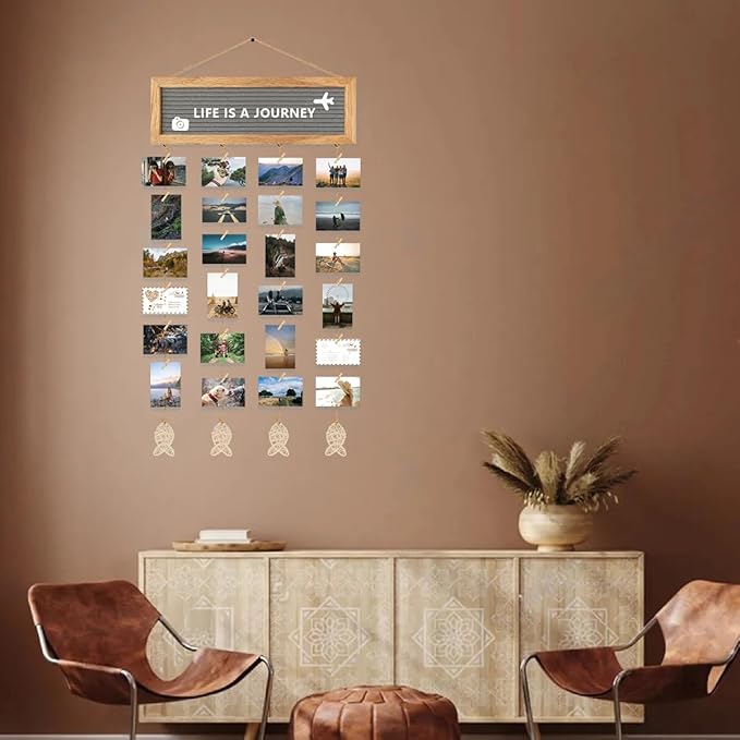 Collage Picture Frames for Wall, Birthday Gifts for Mom Women Teenage Girls, Polaroid Picture Display Felt Letter Board with 270 Letters and 30 Clips, Unique DIY Mothers Day Gifts