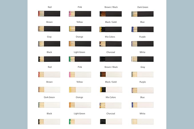 10 Boxes - Customized Matchboxes Colorful Tips (Wedding Design #5, 4" Matchboxes) (4" Matchsticks, Wedding Design #4)