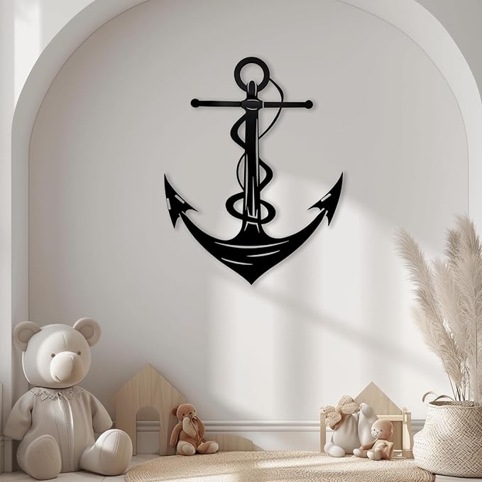 XXQ Anchor Metal Wall Decor, Anchor Metal Wall Art for Bedroom Living Room Dorm Antique Anchor Wall Decor Antique Metal Anchor Farmhouse Decor (Black, 39" x 59" / 100 x 150cm)