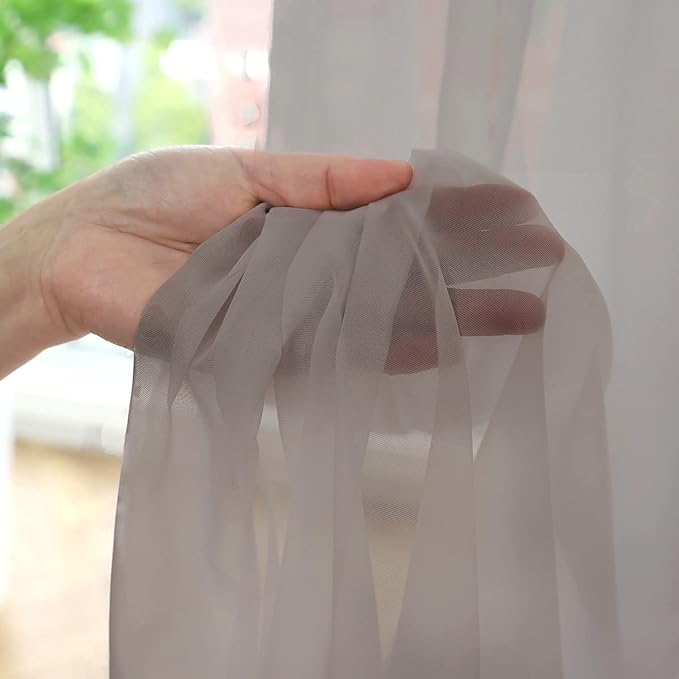 Window Light Grey Sheer Curtains 48 Inches Width 160 Inches Long 2 Panels Sheer Curtains Clear Curtains Basic Rod Pocket Panel for Home Living Room Bedroom Kids Room Yard Patio Parlor Sliding