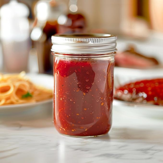 ComSaf Small Mason Jars 8 oz, 24Pcs Regular Mouth Canning Jars, 8 ounce Glass Jar with Lid for Jams, Sauces, Jellies, Spices, Self-Made Gift, DIY Candles Decor, Wedding & Baby Shower Favors