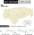 Tablecloth 60 X 102 Inch Rectangular Tablecloths, 8 Pack – Beige