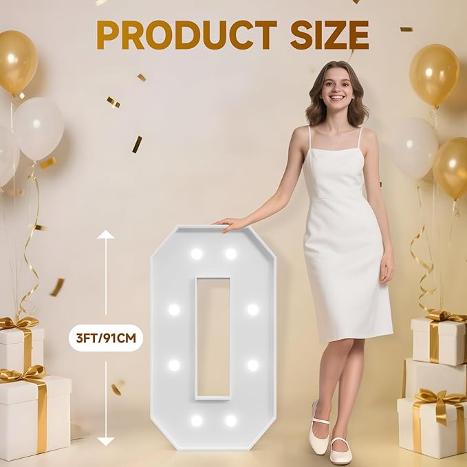 3FT Marquee Numbers 30, Happy 30th Birthday Decorations for Women Men, Large 30 Light up Numbers for Him Her 30 Years Old Birthday Party Supplies, 30th Anniversary Party Decor