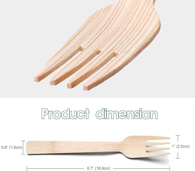 Forks, Disposable Bamboo, 2200 Count, 6.7 Inch Natural