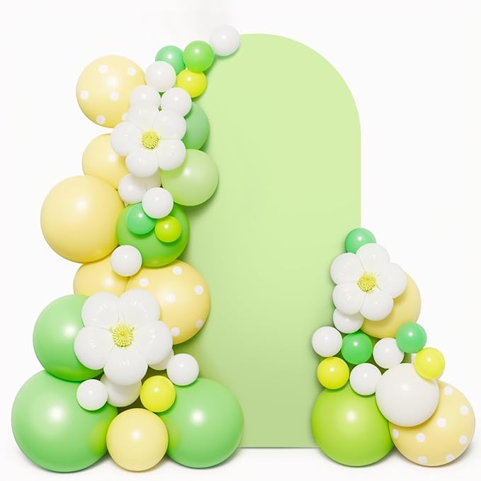 LEBENGURU Upgraded 6FT Wedding Arch Cover, Green Spandex Fitted Arch Backdrop Cover, Round Top Chiara Stand Covers for Birthday Party Baby Shower Banquet Balloon Décor