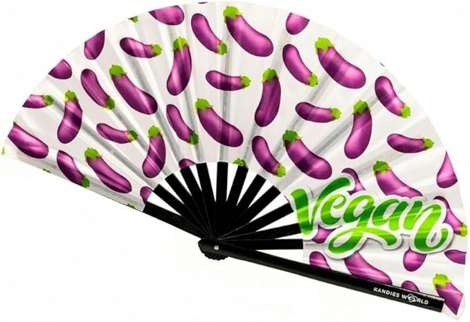 Kandies World UV Reactive Custom Festival Folding Hand Fan - Unique Designs, Made of Bamboo, Clacking Sound, Lightweight - Perfect Rave and Festival Accessory!