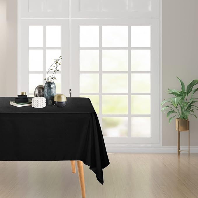 Ascoza 2pack 52x52 Inch Black Square in Polyester Fabric Tablecloth for Wedding,Banquet,Restaurant and Parties