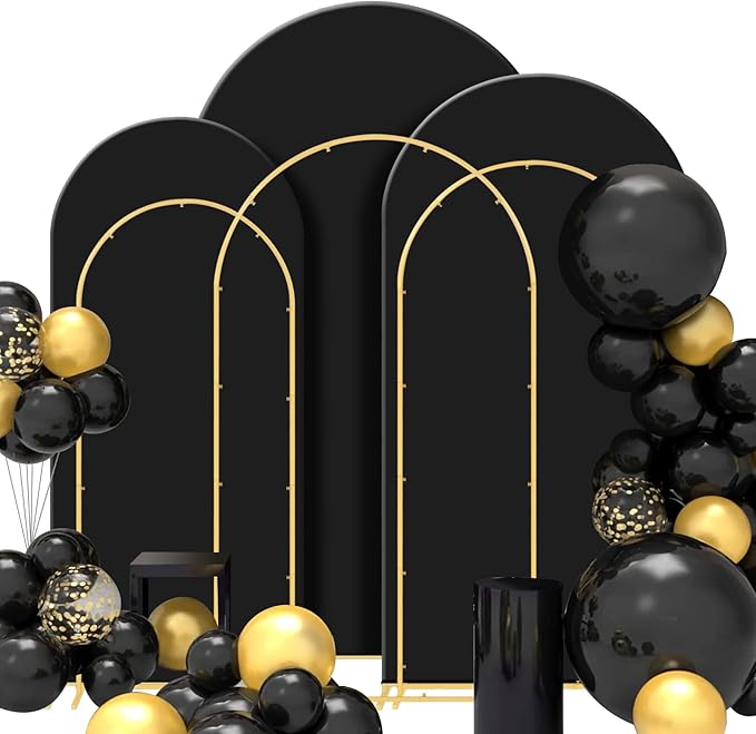 Background Support Stand Set of 3 Black Metal Arches for Events