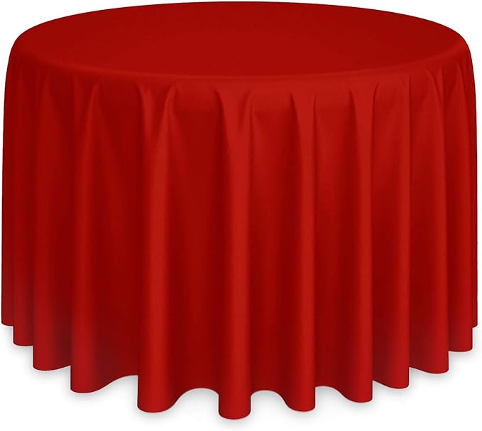 Red Round Polyester Tablecloths, 120-Inch, Stain-Resistant, Set of 10
