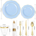 Bule Plastic Plates, 350PCS, Disposable Bule and Gold Plates 50guest