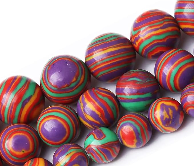 Painted Peacock Turquoise Stone Beads Gemstone Round Crystal Energy Jade Beads Stone Beads for Jewelry Making DIY Bracelet Necklace Jewelry Making 1 Strand 15.5inch 31PCS 12MM