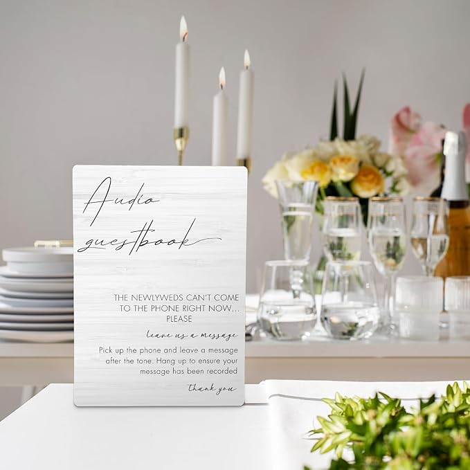 Audio Guestbook Sign, Wedding Guestbook Wooden Sign Stand 5x7inch, Message Audio Guest Book Wedding Sign Stand, Wedding Signs for Reception, Wedding Table Decorations, Wedding Table Sign