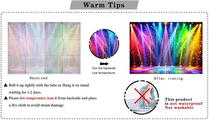 LTLYH 10x8ft Fabric Disco Rainbow Stage 70s 80s 90s Backdrop Vintage Lights Photography Background Rock Music Club Neon Glow Party Decorations Photo Banner 312