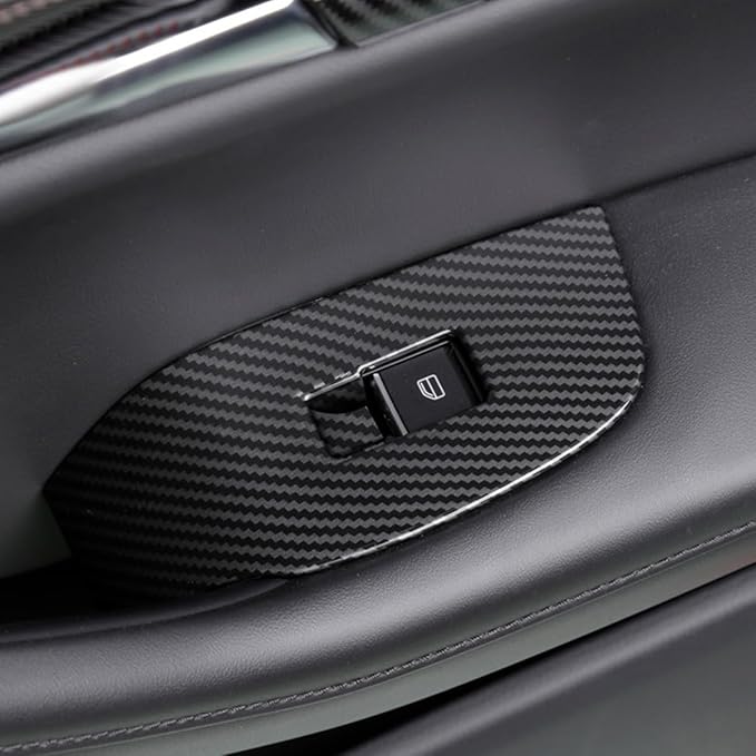 4pcs Carbon Fiber Style Front Rear Doors Window Glass Lift Switch Panel Cover Decorative Sticker Protection Car Interior Accessories for Mazda 3 2020-2025 KT12