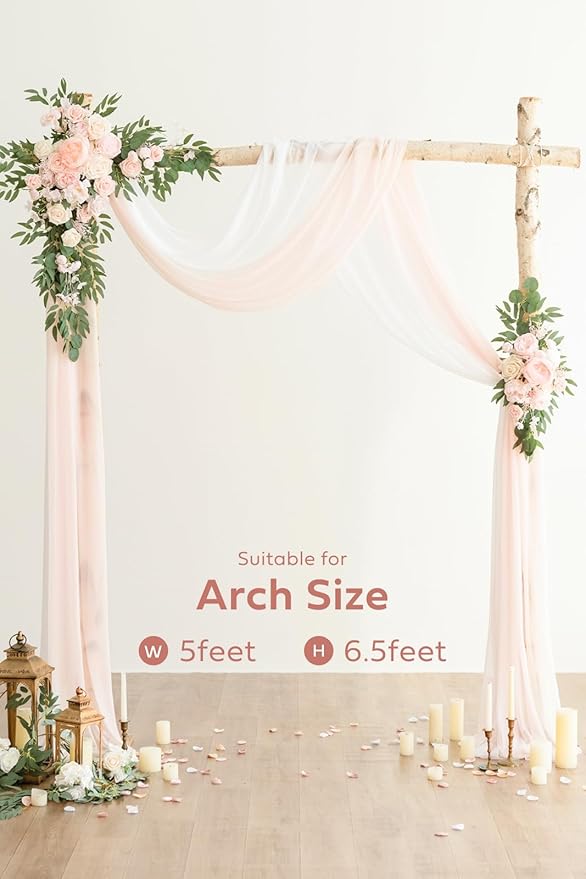 Artificial Flowers Wedding Arch Kit, Blush and Cream Silk and Foam, 4-Piece Set