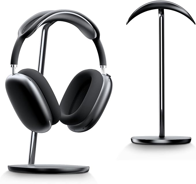 BENKS Desktop Headphone Stand Universal Headset Holder Hanger Mount with Protective Silicone Pad, Gaming Headset Accessories, Compatible with AirPods Max, Beats, Bose, Sony and so on(Black)