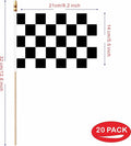Checkered and White Racing Mini Stick Flags Small, 20 Pack – Black