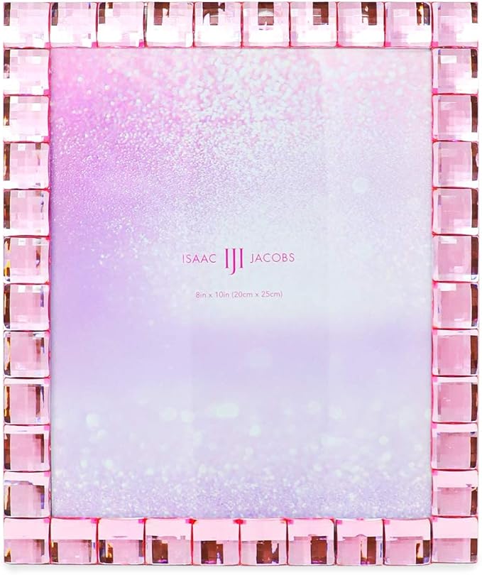 Isaac Jacobs Decorative Sparkling Jewel Picture Frame, Photo Display & Home Décor (8x10, Light Pink)