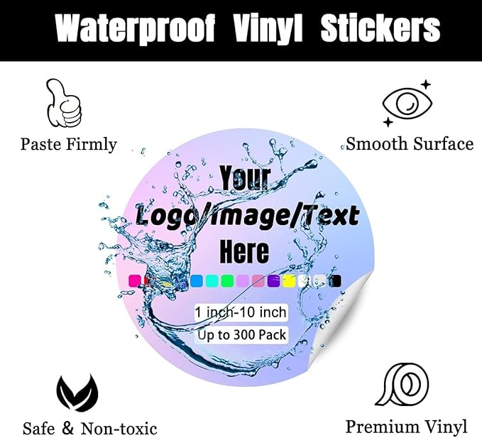 Custom Stickers for Weddings, Birthdays & Businesses - Personalized Labels with Your Logo - Waterproof, Fade and Heat Resistant - Pack of 100-1000 (Wreath P, 3.5 Inch)