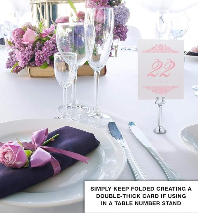 Serveware Accessories - Pink Paisley Table Number Cards 1-200, 4.25 x 5.5 Inch