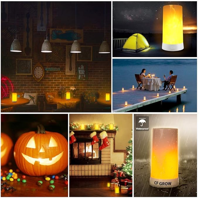 Flameless Candles with Yellow LED Flame, 4 Modes, USB Rechargeable