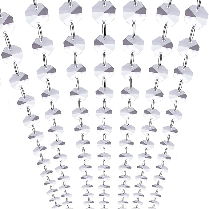 WAZHRMGHG 99FT Clear Acrylic Crystal Garland Strands Hanging Chandelier Bead Chain Ornament String Decorations for Manzanita Centerpiece Christmas Tree Wedding Party Celebration (99FT(30M))