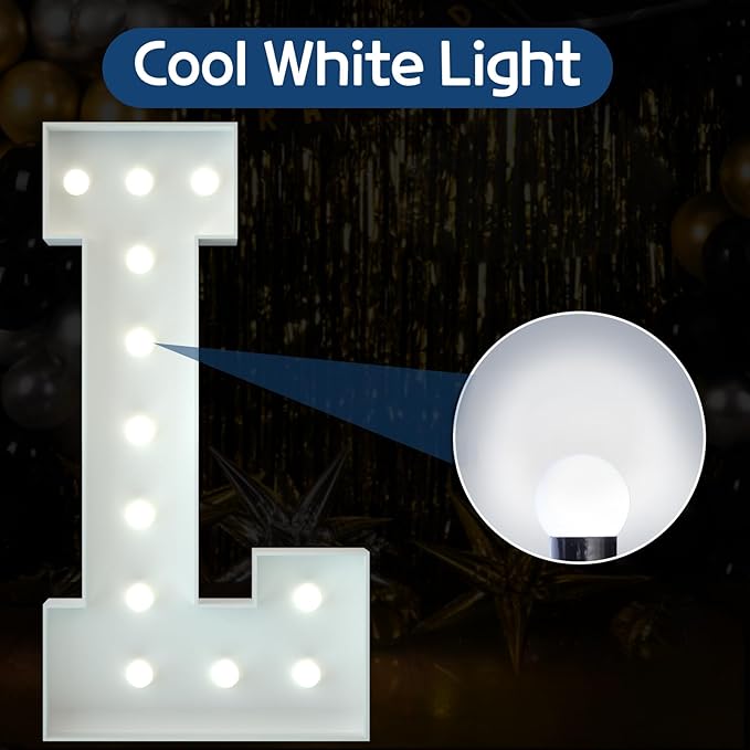 Marquee Letters 4 Feet Tall Large Light Up Letters Baby Shower Decorations Wedding Engagement Proposal White Party Decorations Marry Me Sign Big Cardboard Backdrop L