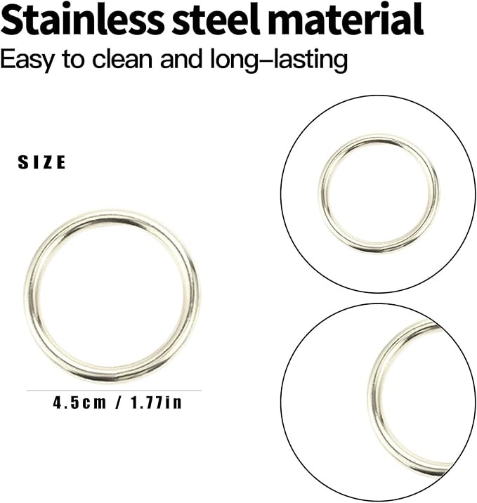 10 Pcs Silver Napkin Rings - Metal Napkin Ring(Round) Stainless Steel Napkin Rings for Table Settings Wedding Christmas Party Dinner Table
