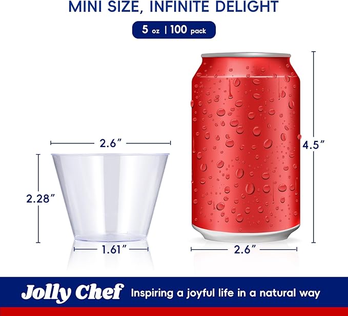 Plastic Party Cups, 5 oz Clear Disposable, 100 Pack