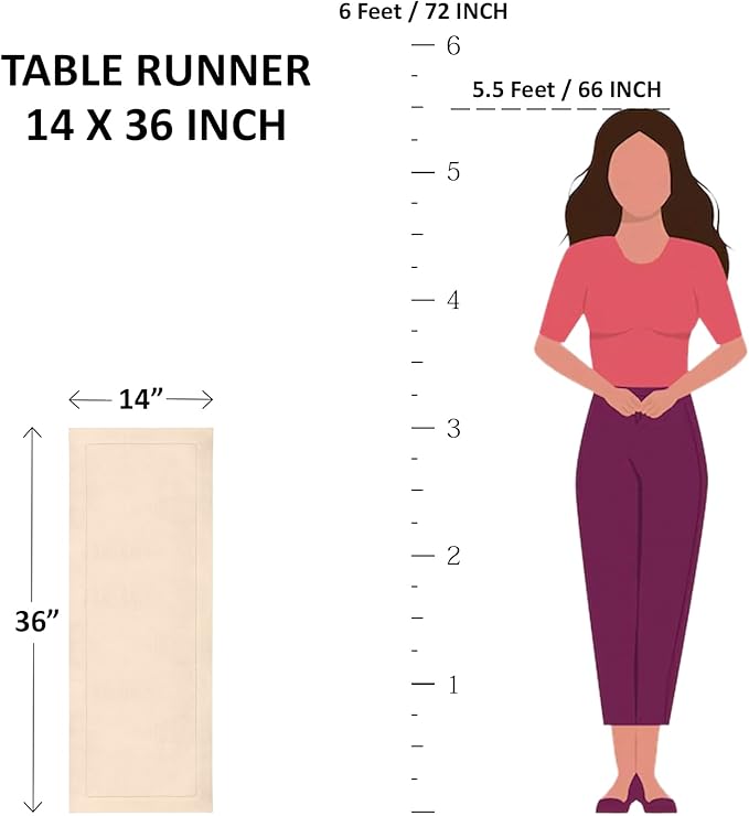 Solino Home Cotton Linen Table Runner 36 Inches - Peach Bloom Hemstitch Table Runner 14 x 36 Inch Ideal for Dresser and Coffee Tables