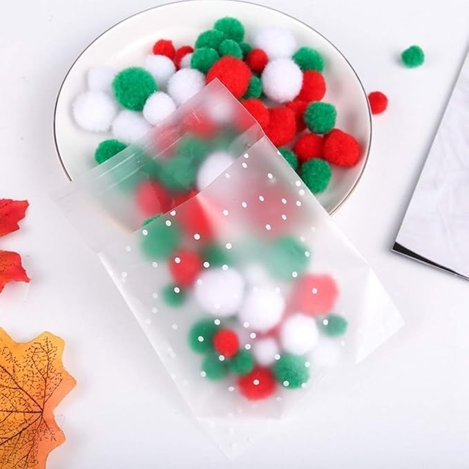 Self Adhesive Cookie Cellophane Treat Bags with Seal 5.5x5.5 Inches, 4 Mils Self Sealing Resealable Individual Plastic Packaging Bags with Thank You Labels for Gift Giving Party Favor Candy 100 Pcs