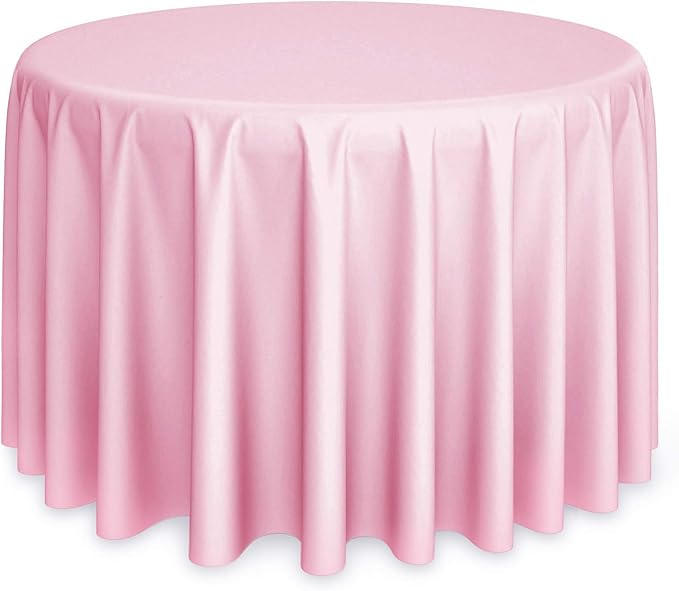 Round Polyester Tablecloths, Pink, 108 Inch, Pack of 10, Stain-Resistant