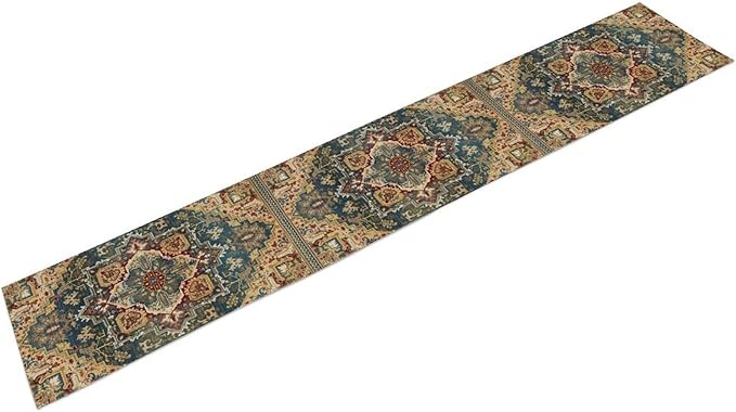 Boho Bohemia Style Table Runner, Country Rustic Farmhouse Vintahe Colorful Geometry Print Table Runner for Home Kitchen Dinner Party Holiday Decor, 13x70inch