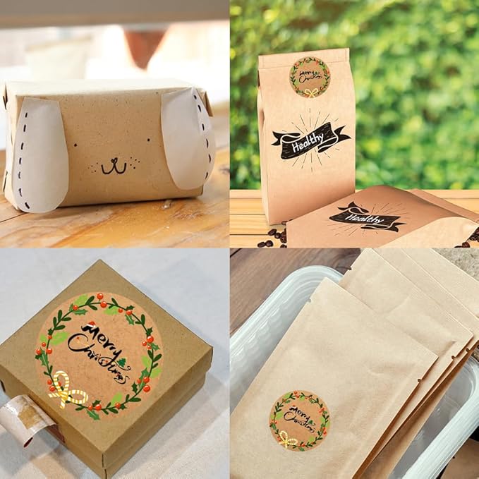100-1000pcs Custom Stickers Merry Christmas Stickers Personalized Labels Adhesive Xmas Decorative Envelope Seals Stickers for Cards Gift Boxes(VSquare-3)